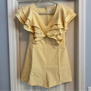 NEW She + Sky Medium Yellow Ruffle Romper ~ Feminine Flirty Coquette